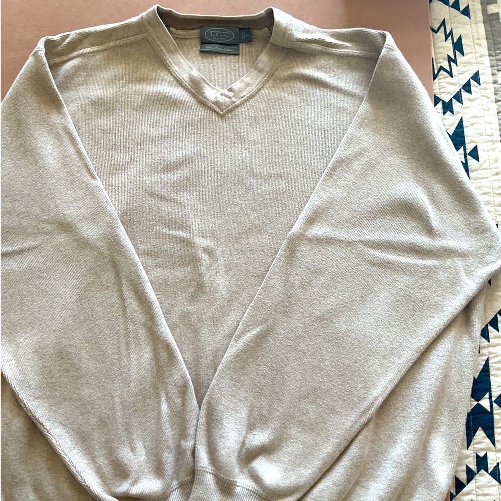 Talbots Men's Beige V-Neck Sweater